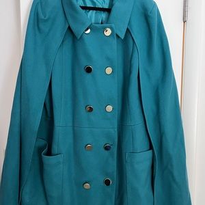 - ELOQUII teal cape coat. Size 26/28 worn once